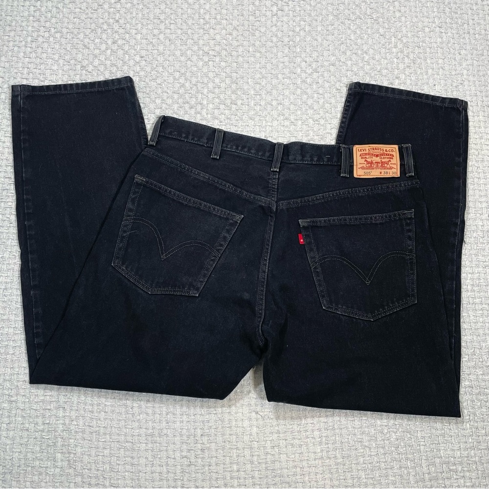Mens Levi’s 505 Regular Fit Black Jeans 2007 Size 38x30